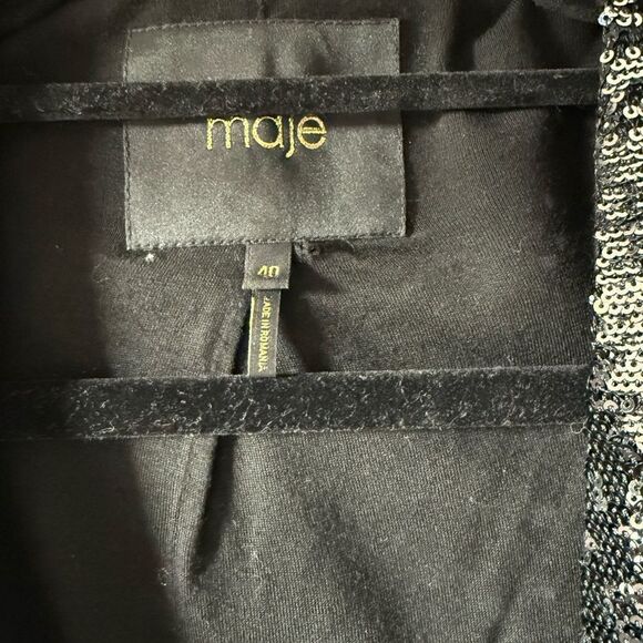 Maje Black collarless sequin evening jacket Size Large - Picture 5 of 10